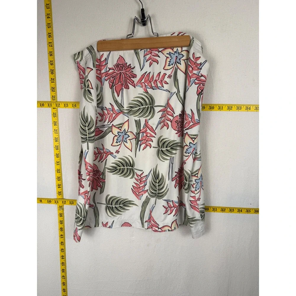 100% Silk Wrap Skirt Large Tropical Ivory Floral Summer Vacation Chic Resort